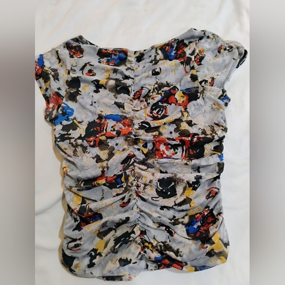 For Cynthia Artistic Print Blouse - Blue, Red, Yellow - Picture 5 of 7